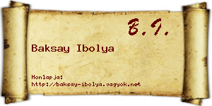 Baksay Ibolya névjegykártya